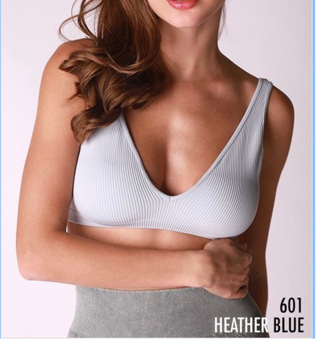 Heather blue seamless bra